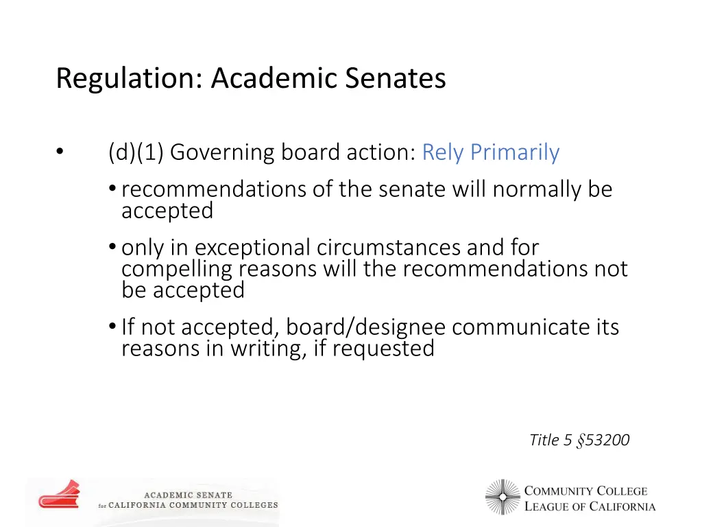 regulation academic senates