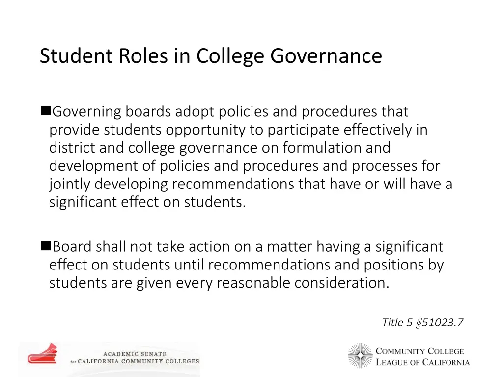 student roles in college governance