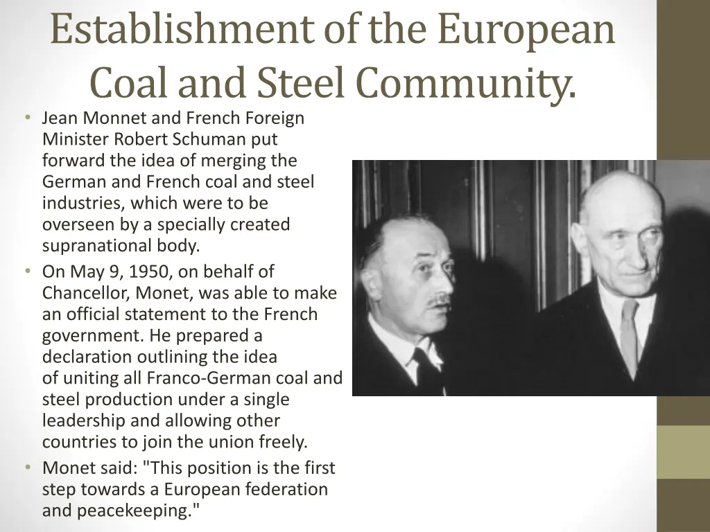 establishment of the european coal and steel