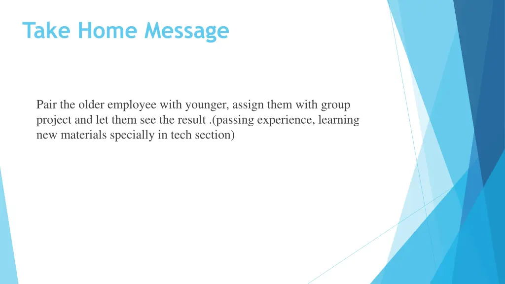 take home message 1