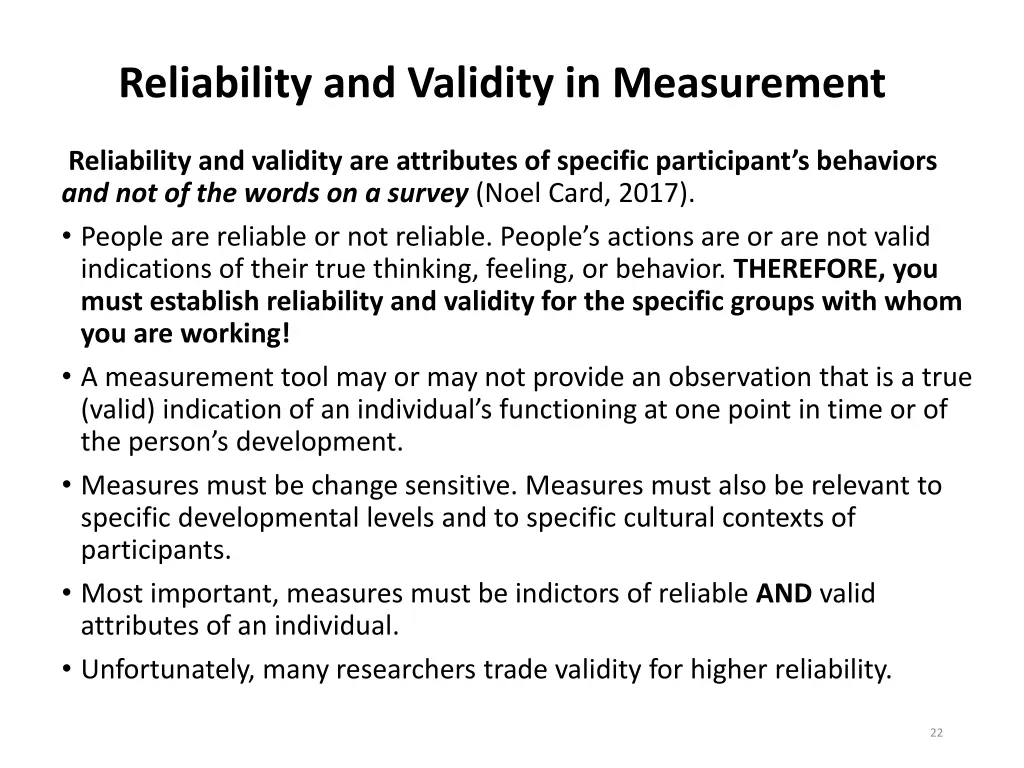 reliability and validity in measurement