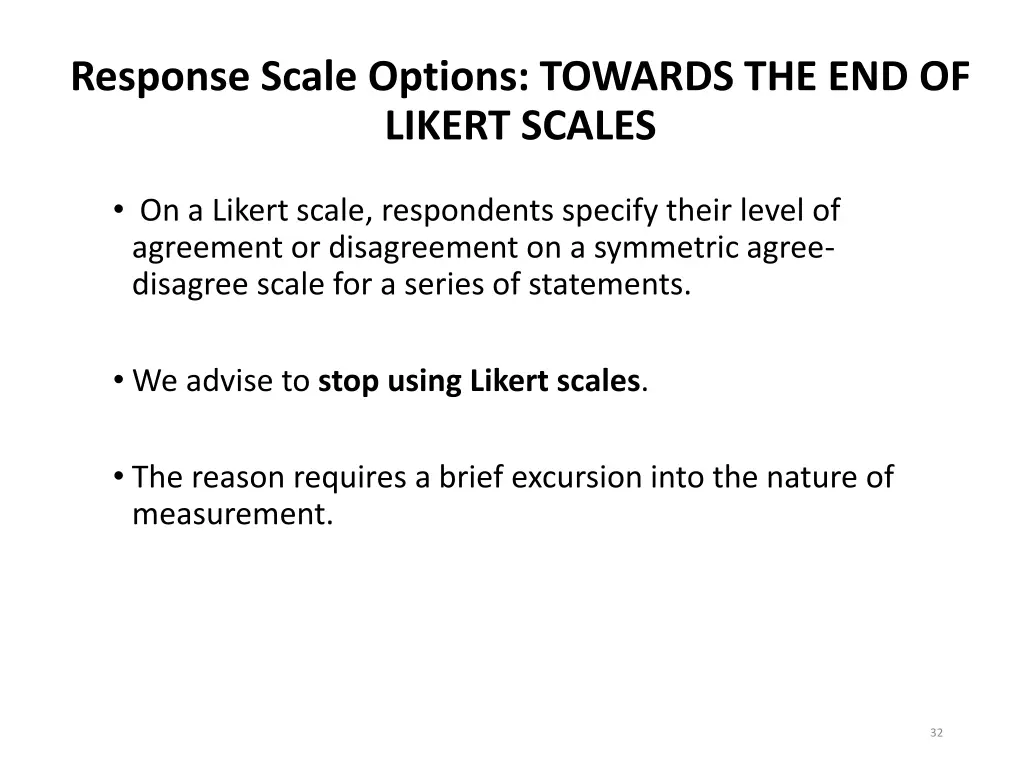 response scale options towards the end of likert