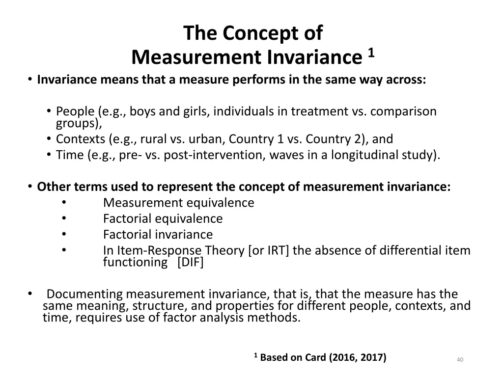 the concept of measurement invariance