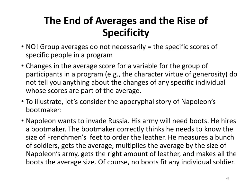 the end of averages and the rise of specificity