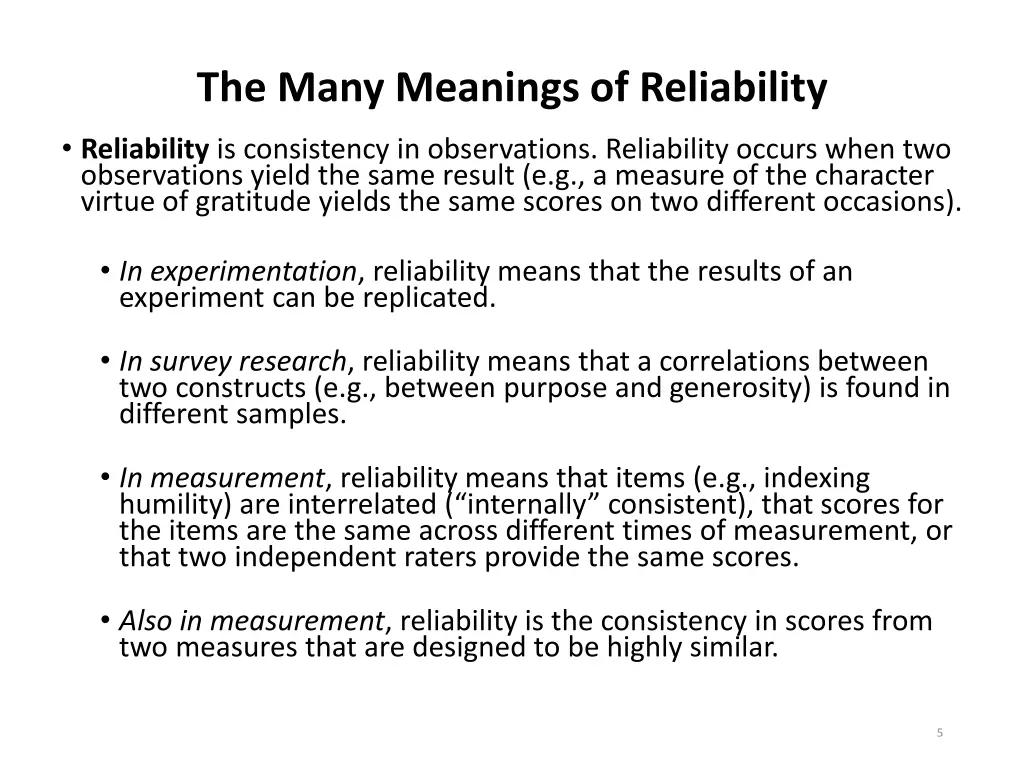 the many meanings of reliability