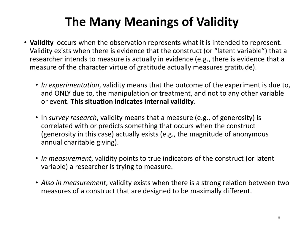 the many meanings of validity