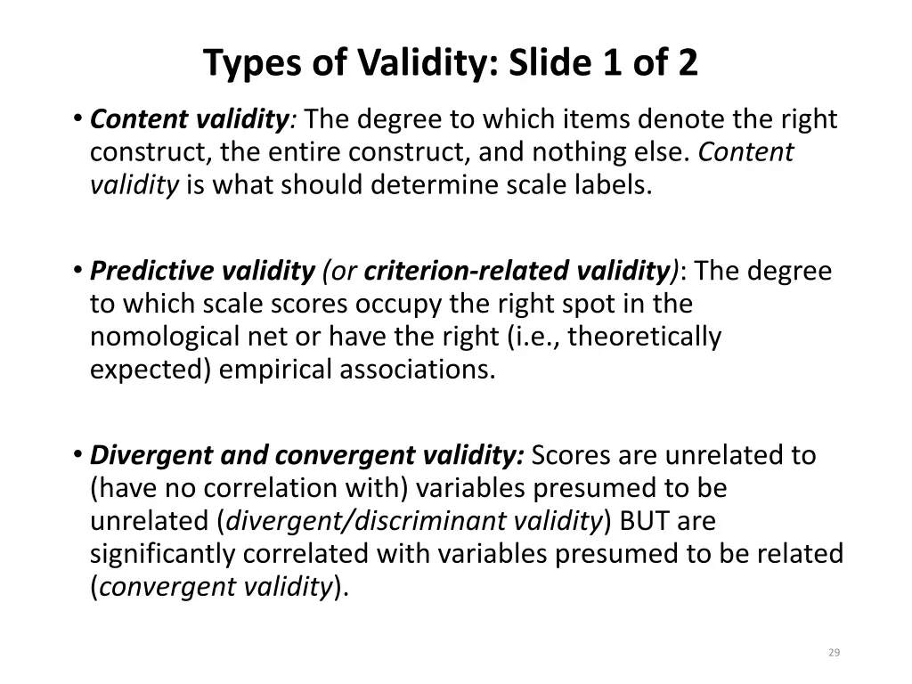 types of validity slide 1 of 2 content validity