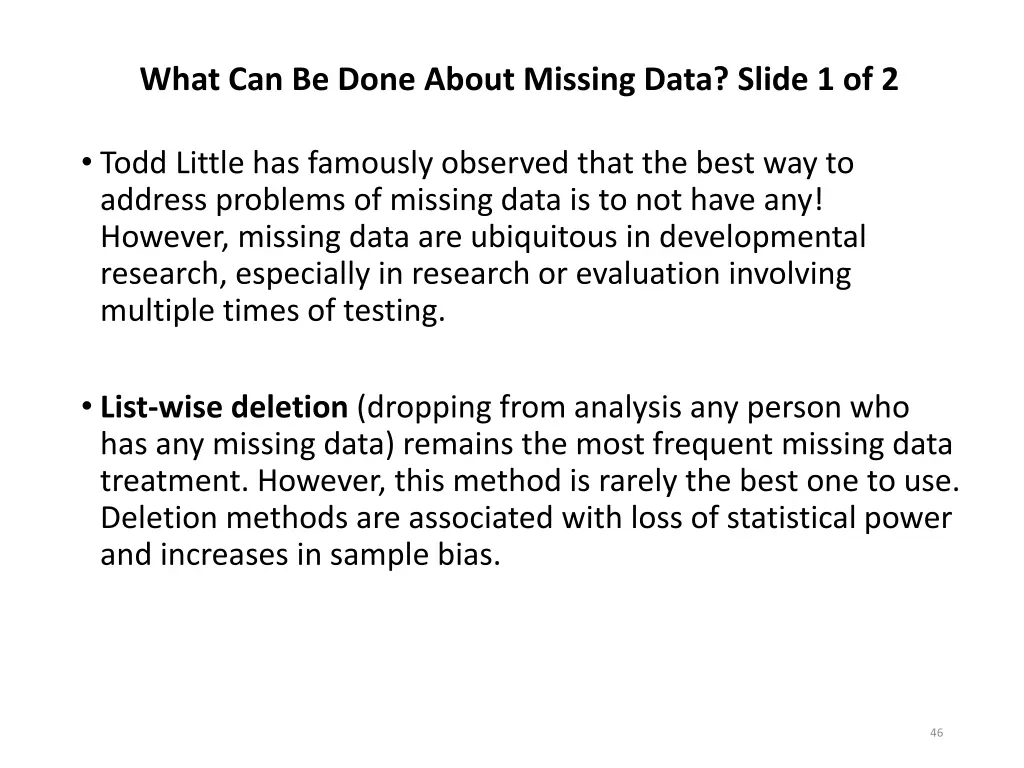 what can be done about missing data slide 1 of 2