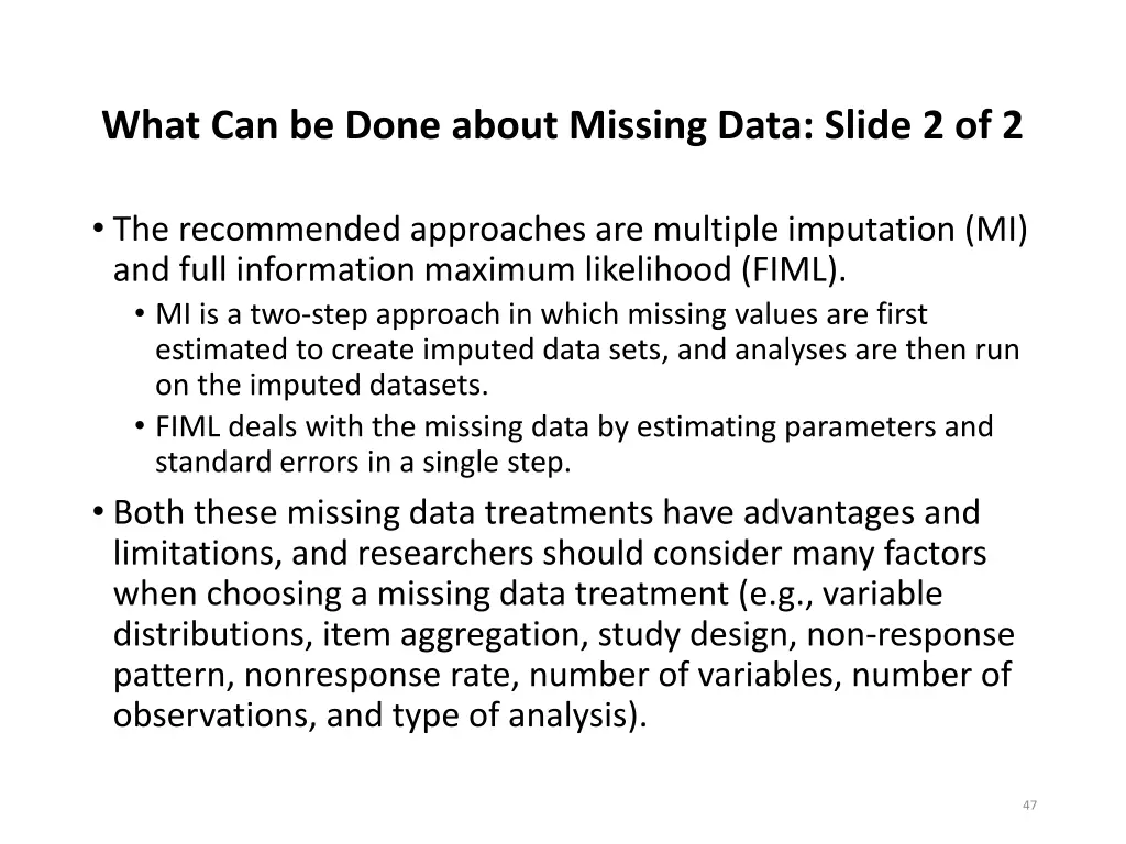 what can be done about missing data slide 2 of 2