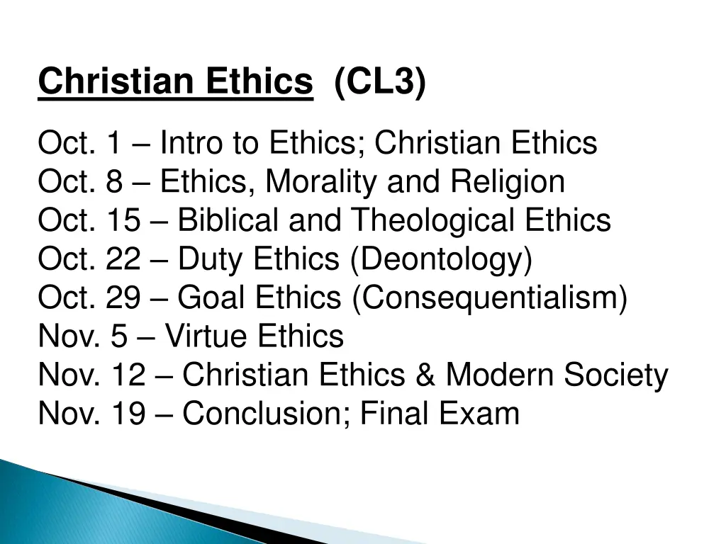 christian ethics cl3