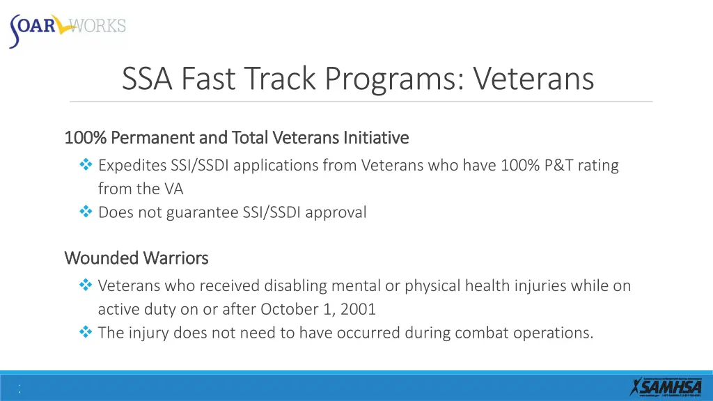 ssa fast track programs veterans