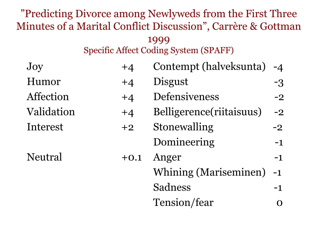 predicting divorce among newlyweds from the first