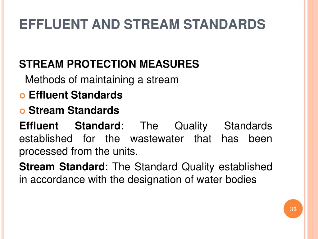 effluent and stream standards