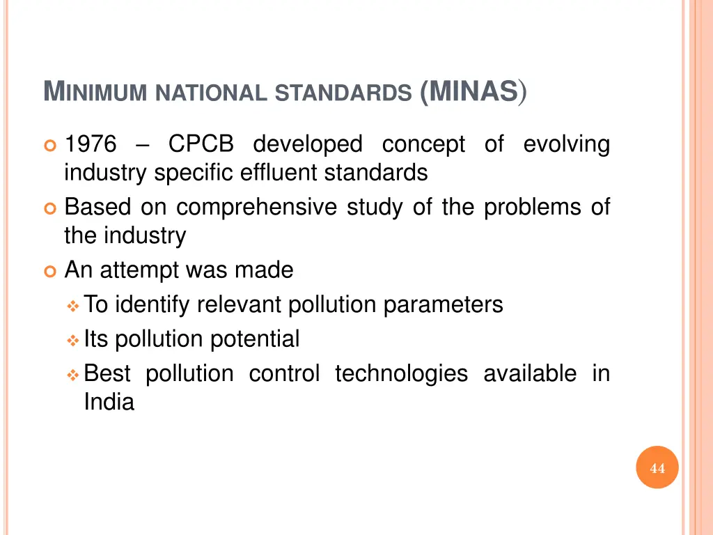 m inimum national standards minas