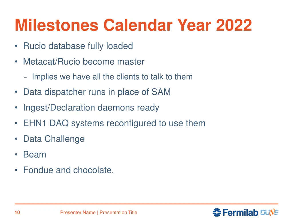 milestones calendar year 2022