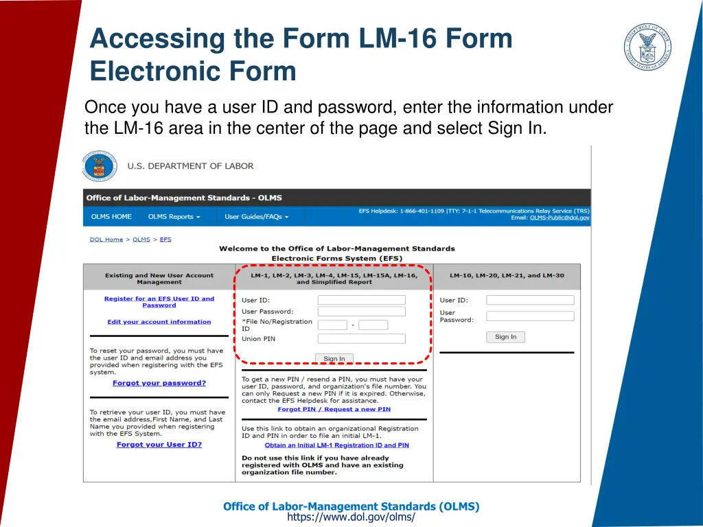 accessing the form lm 16 form electronic form