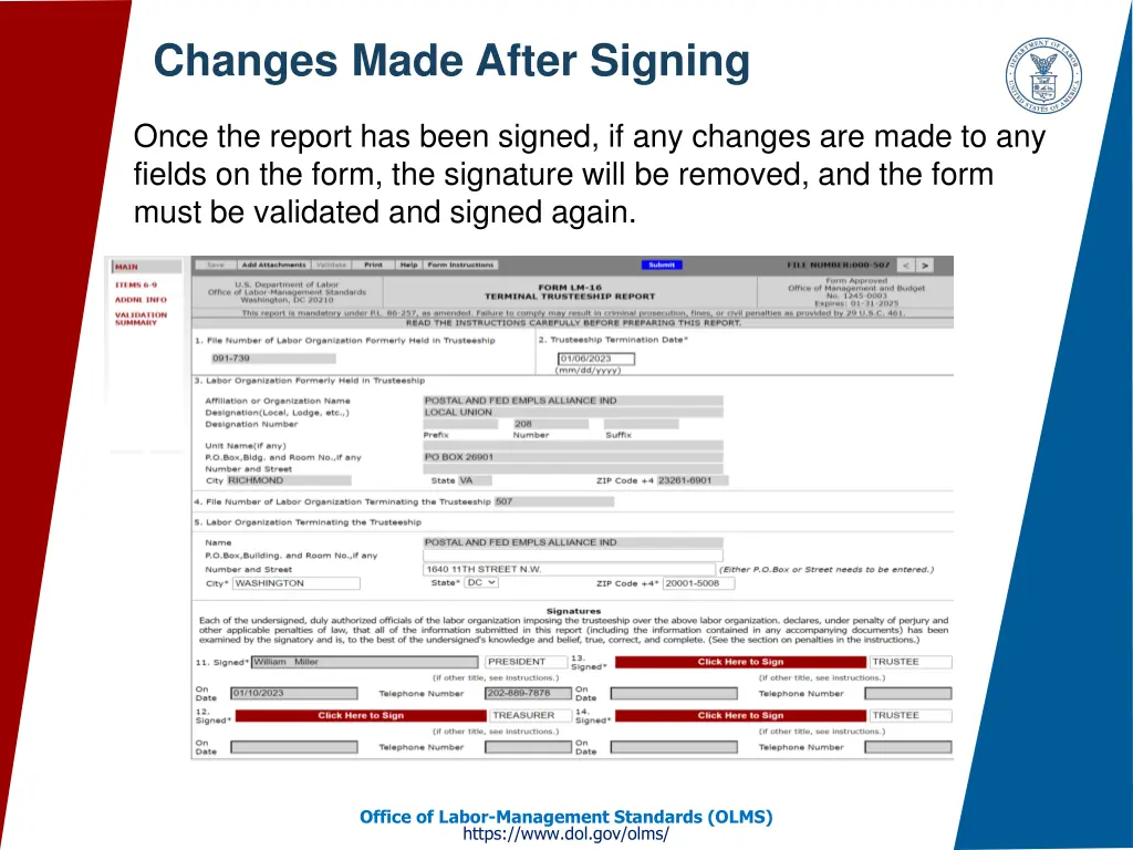 changes made after signing