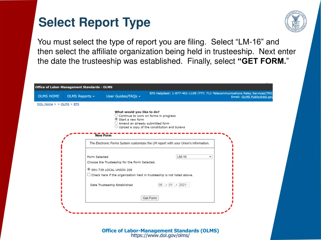 select report type