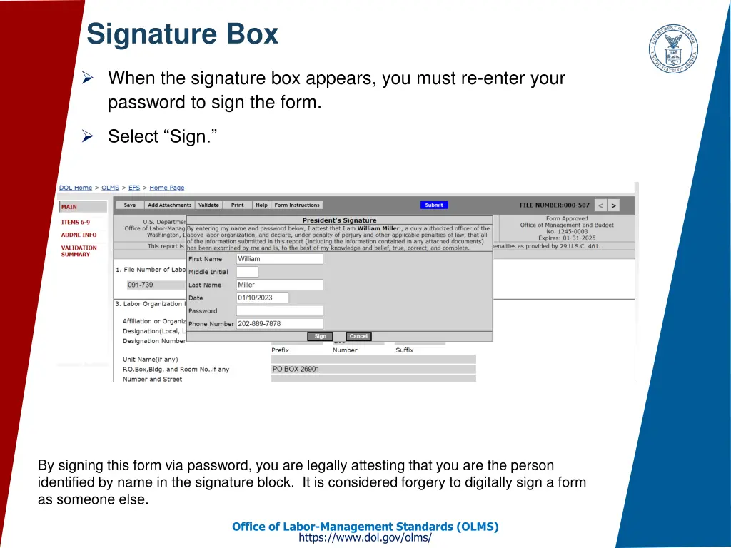 signature box