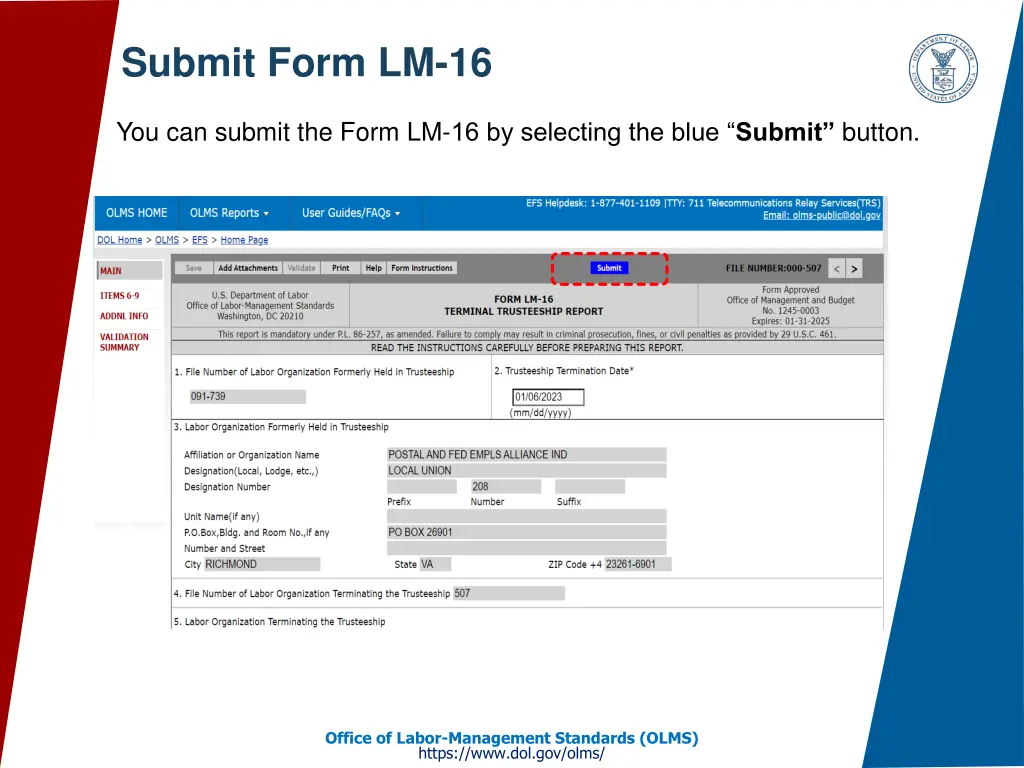 submit form lm 16