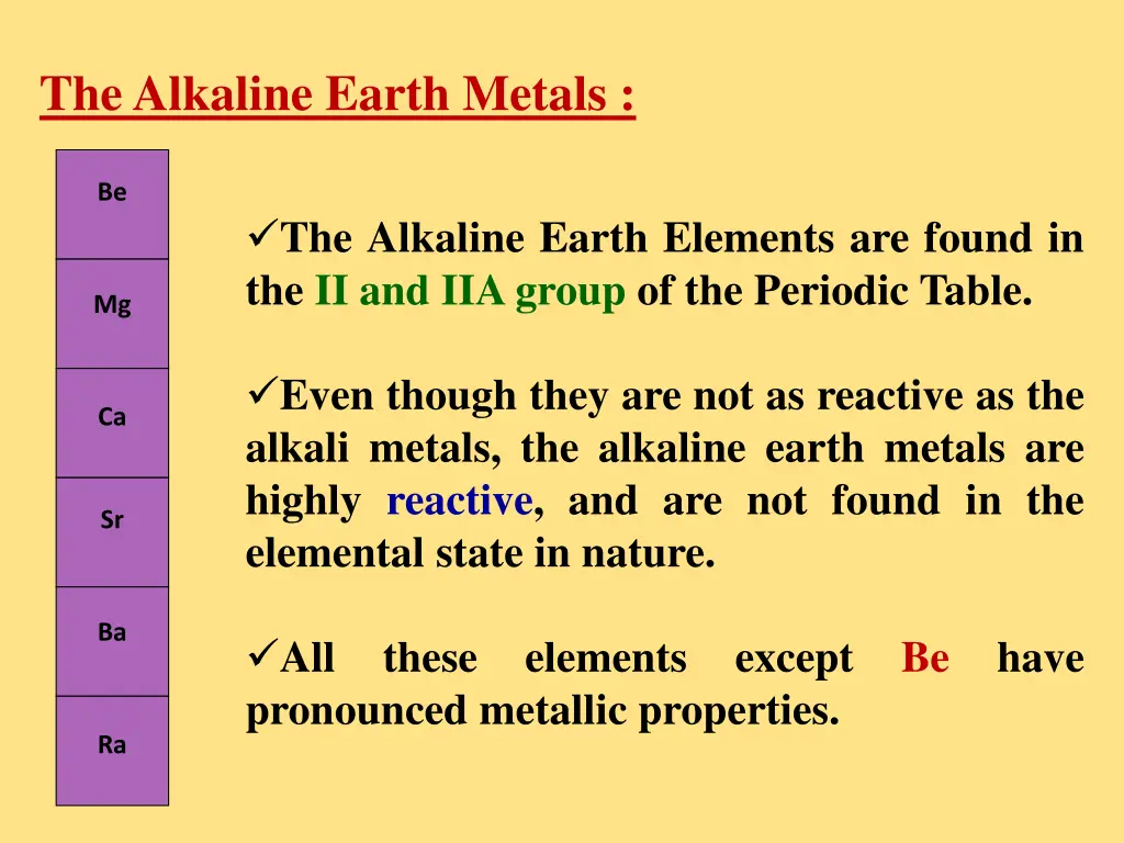 the alkaline earth metals