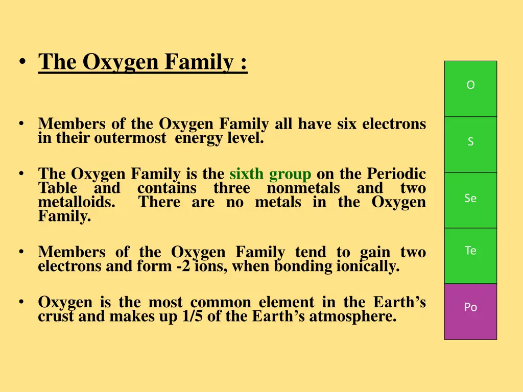 the oxygen family