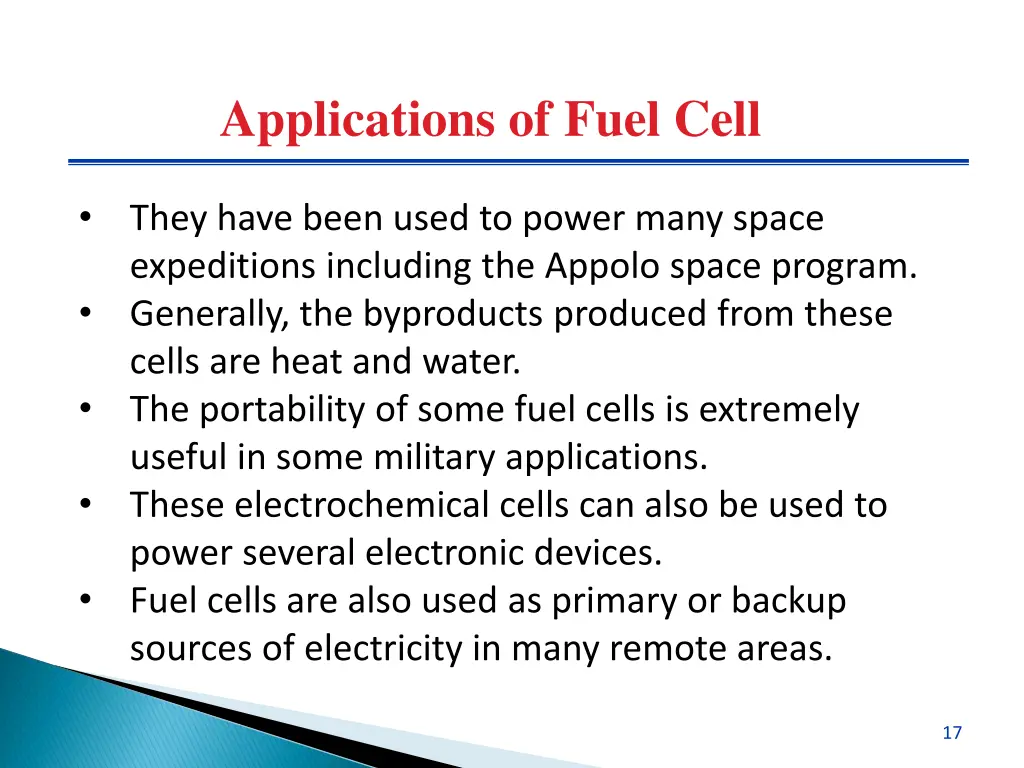 applications of fuel cell 1