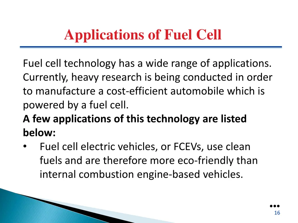 applications of fuel cell