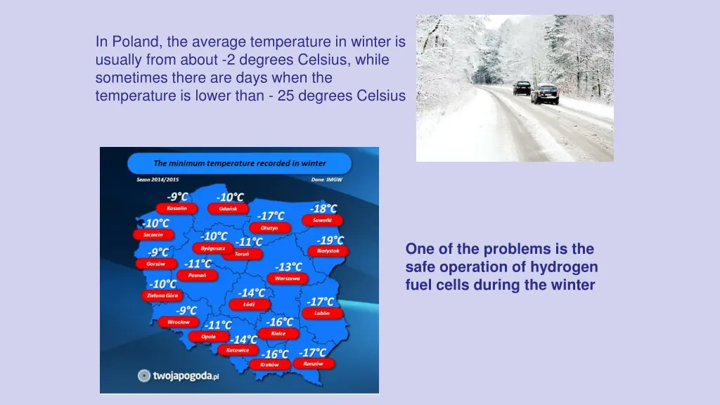 in poland the average temperature in winter