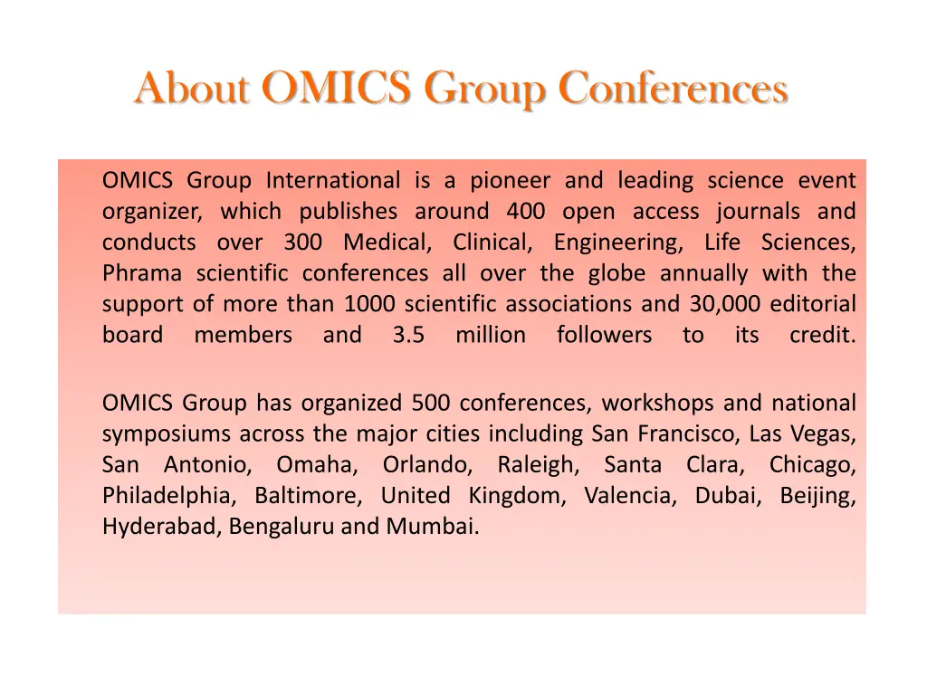 about omics group conferences