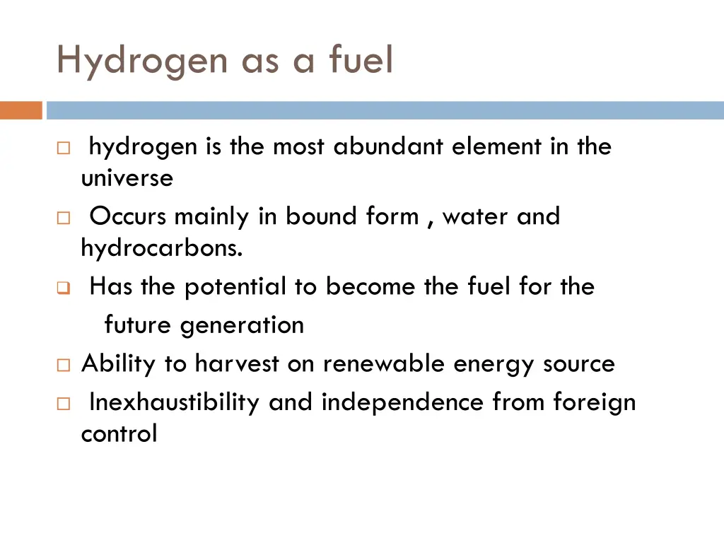 hydrogen as a fuel