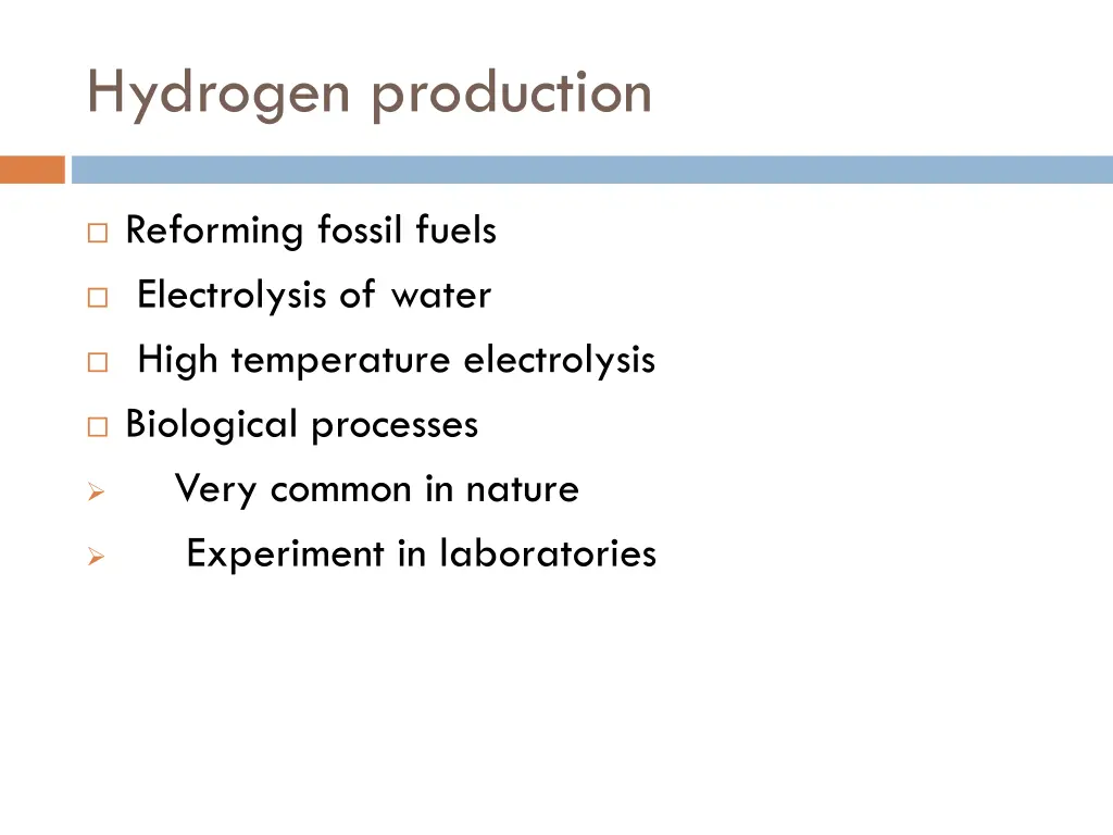 hydrogen production