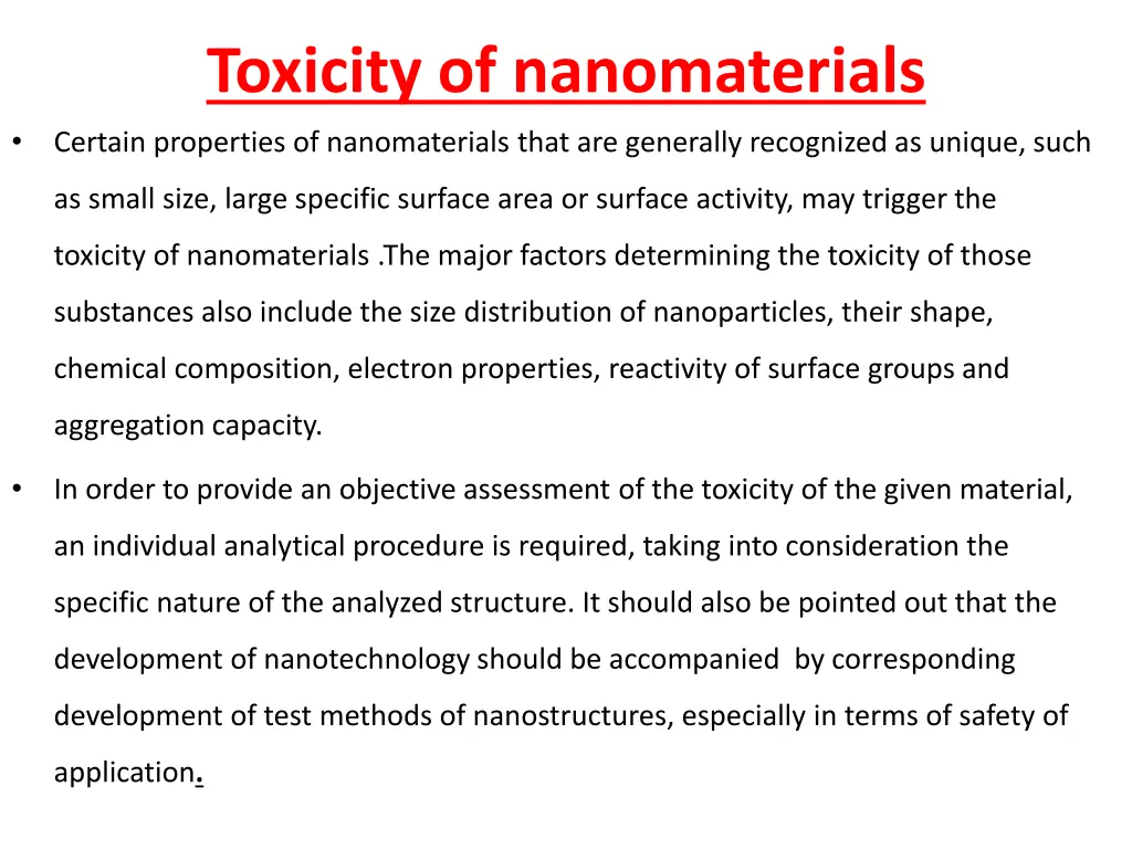 toxicity of nanomaterials