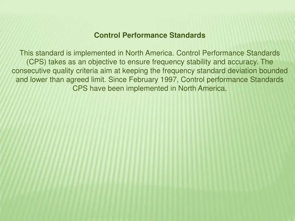 control performance standards