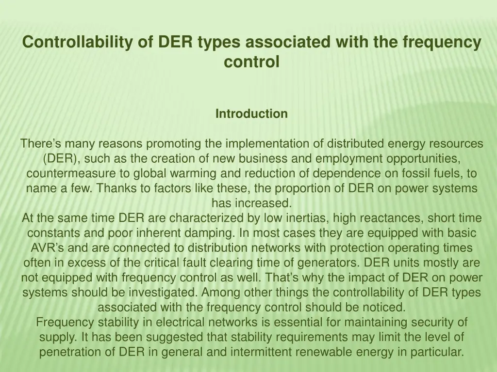 controllability of der types associated with