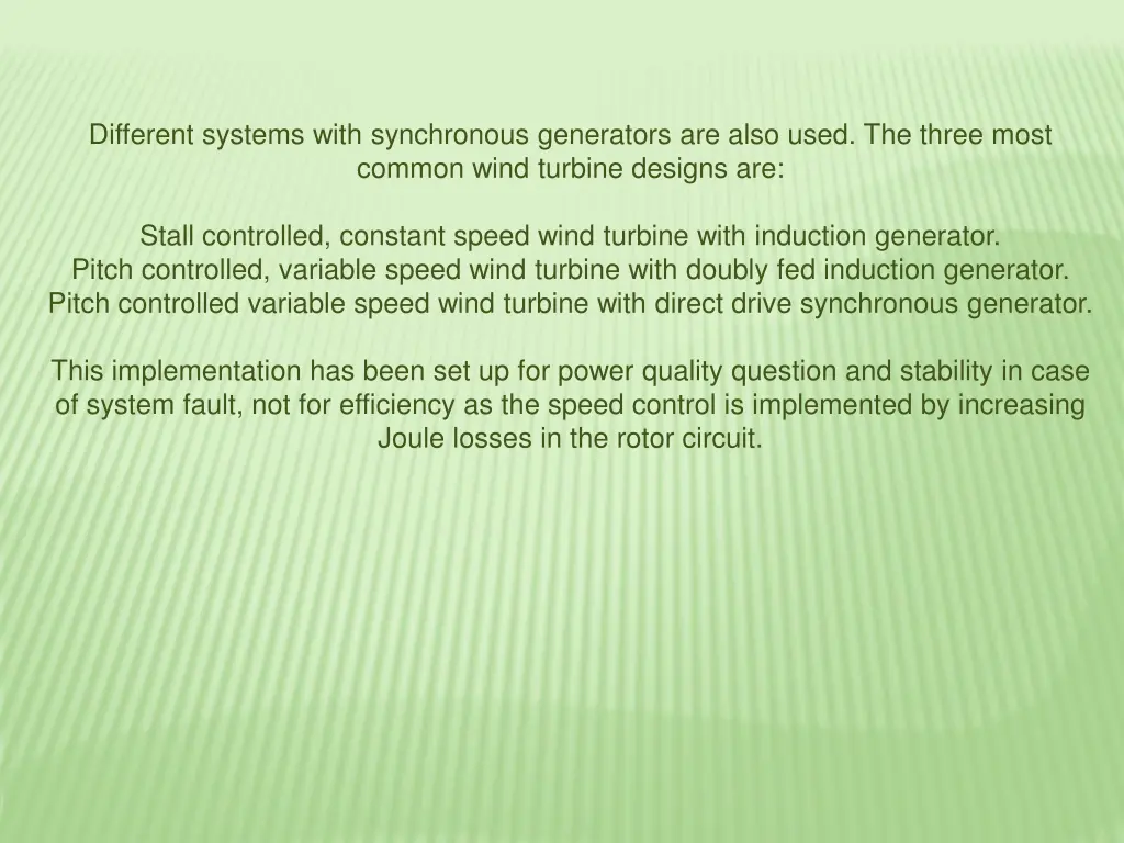 different systems with synchronous generators