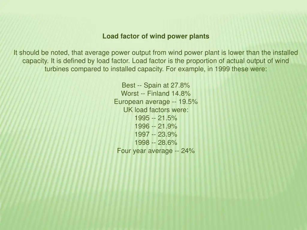 load factor of wind power plants