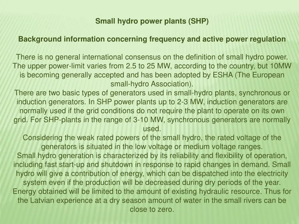 small hydro power plants shp