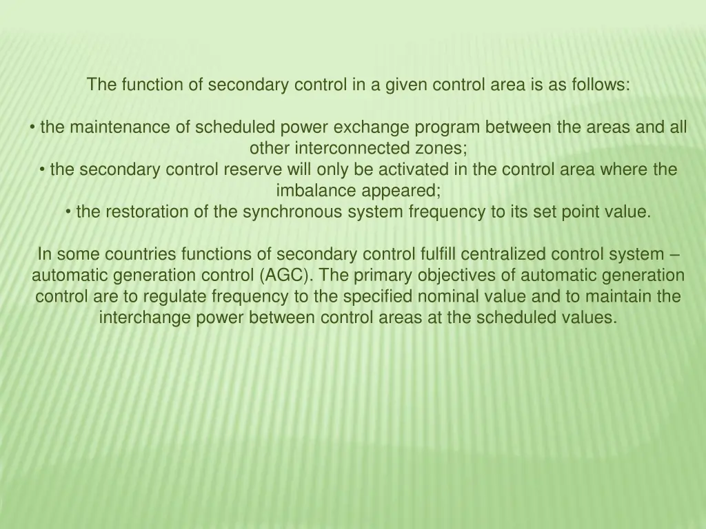 the function of secondary control in a given