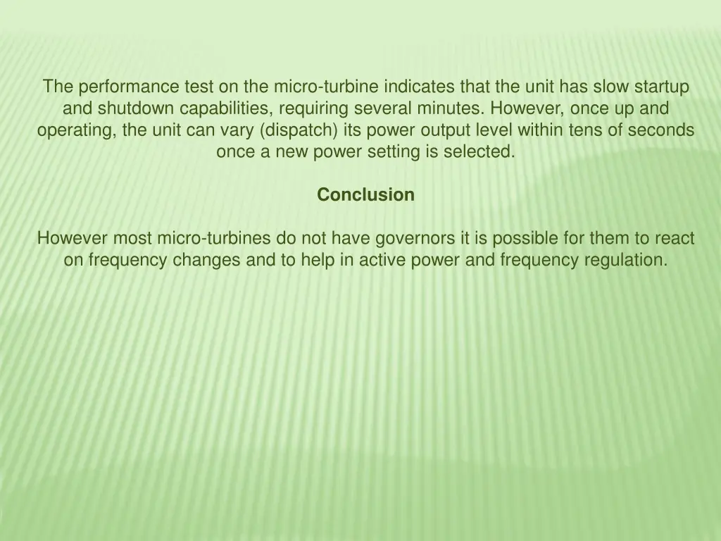 the performance test on the micro turbine