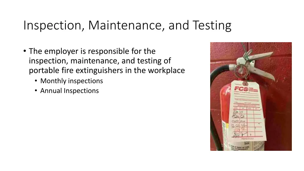 inspection maintenance and testing