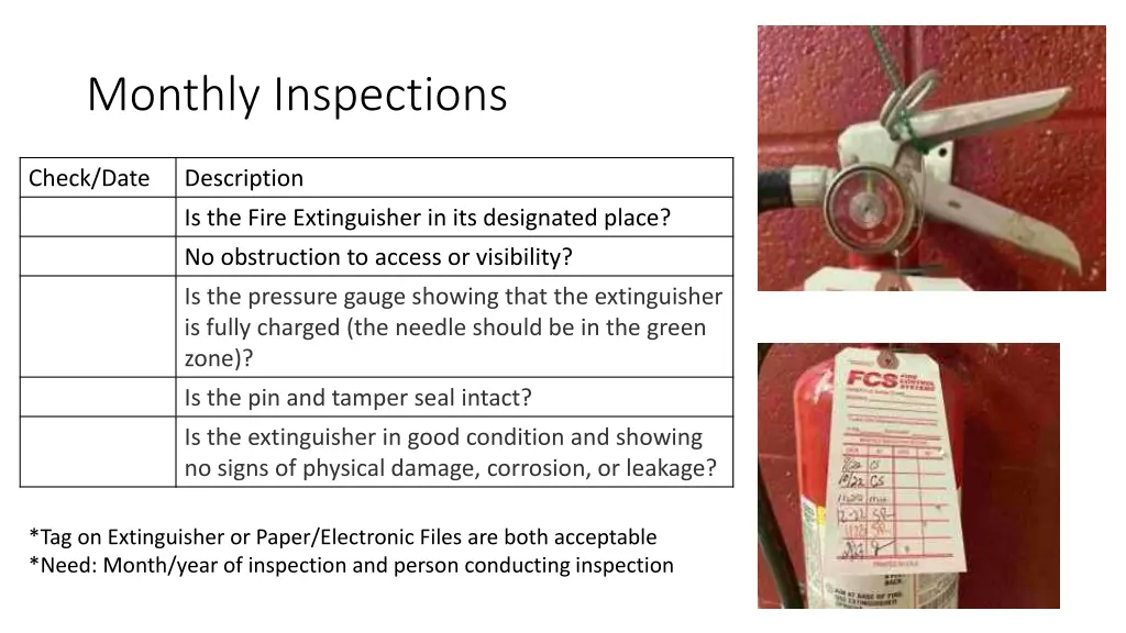 monthly inspections