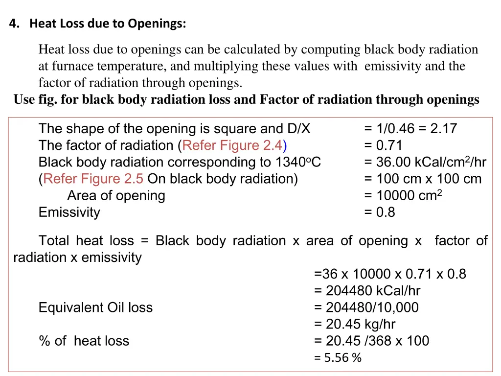 4 heat loss due to openings