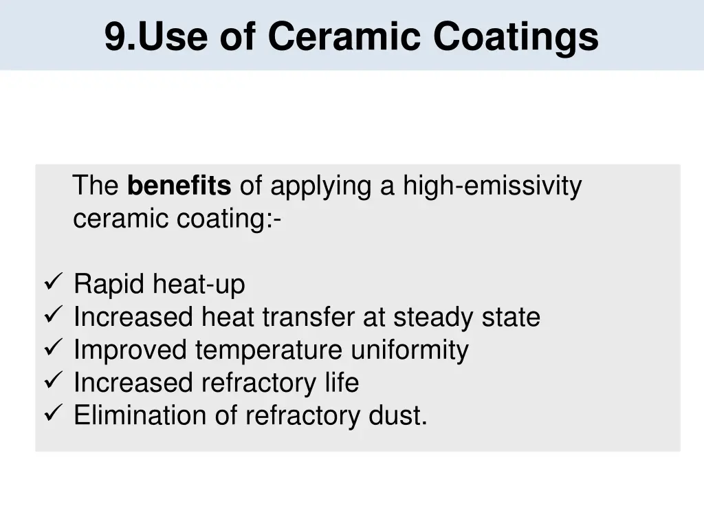 9 use of ceramic coatings