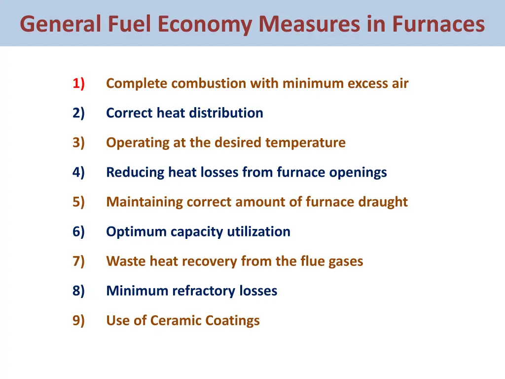 general fuel economy measures in furnaces