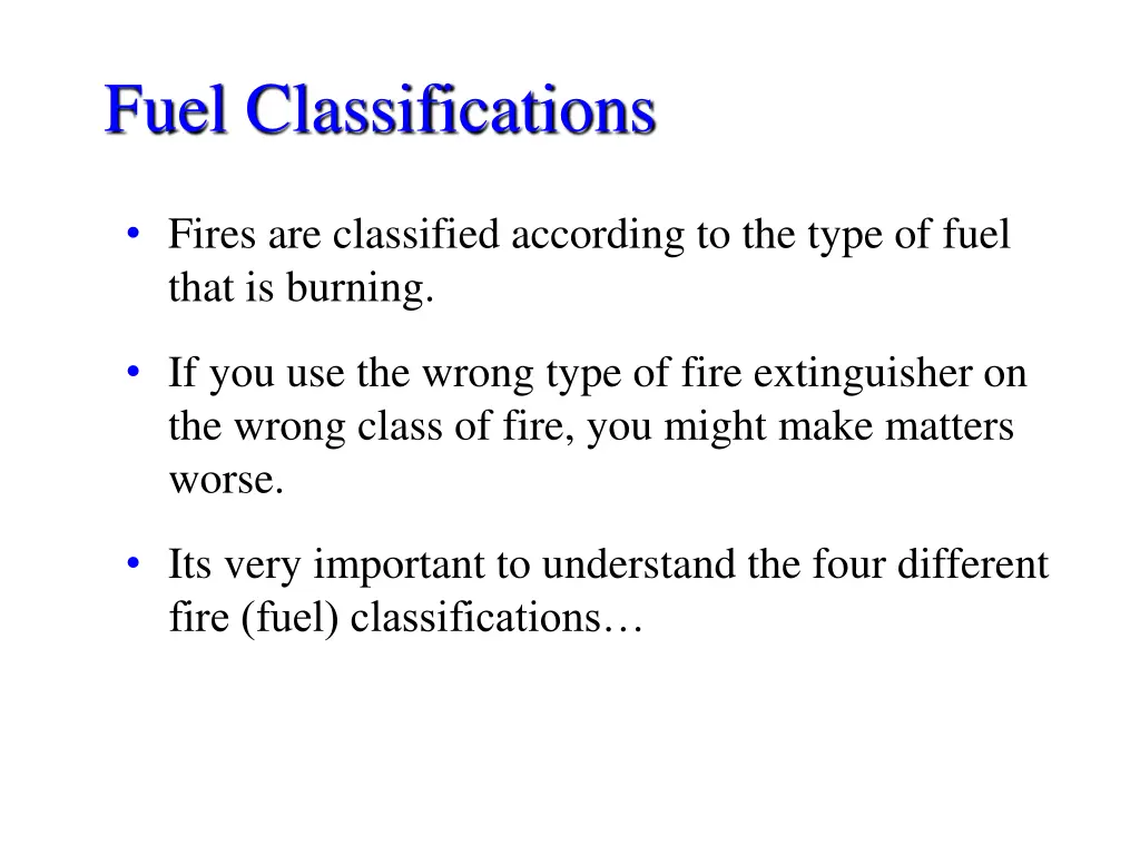 fuel classifications