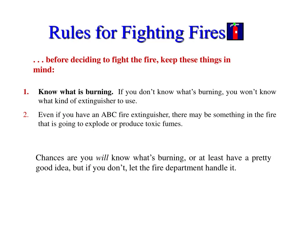 rules for fighting fires 1