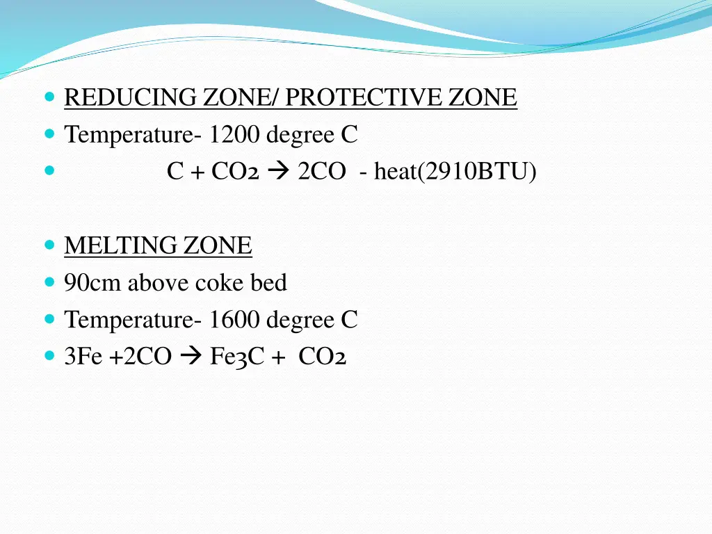 reducing zone protective zone temperature 1200