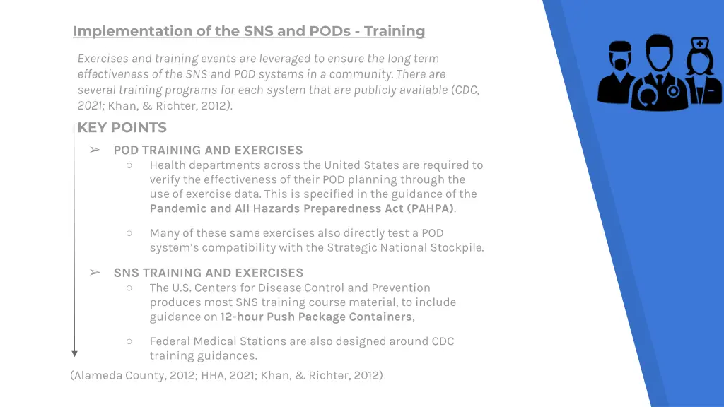 implementation of the sns and pods training