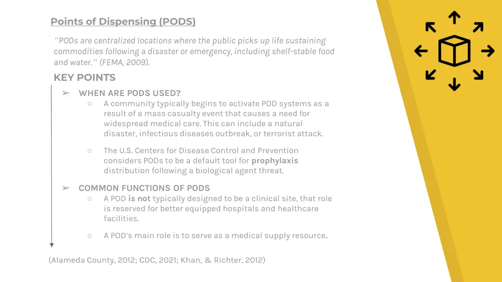 points of dispensing pods